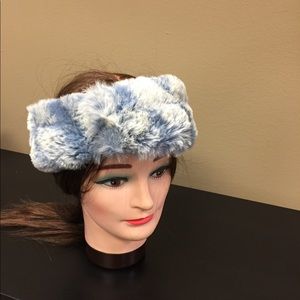 Powder Blue Rabbit Fur Ear Band